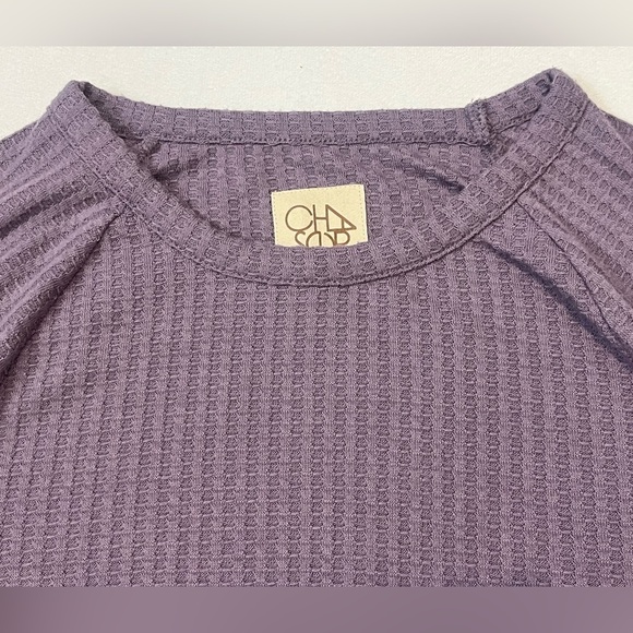 Chaser Thermal Waffle Knit Purple Women's Top Long Sleeve Shirt Size Large - Picture 8 of 14